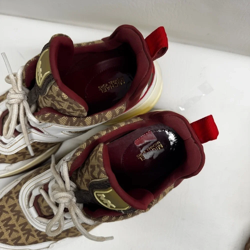 Michael Kors women Olympia platform Brown and White Sneakers size 11
